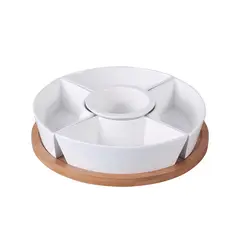 JUST HOME COLLECTION - Bowls Snack 5 Divisiones + Base Bambú