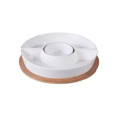 JUST HOME COLLECTION - Bowl para Snacks 3 Divisiones Base Bamboo