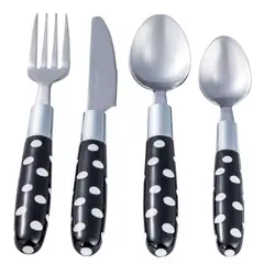 JUST HOME COLLECTION - Juego de Cubiertos 24 piezas Mango Negro/Blanco