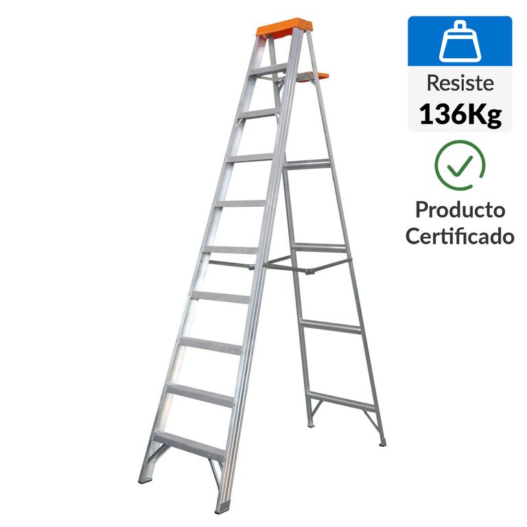 Escalera Tijera de Aluminio 9 Pasos 136Kg