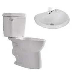 SENSI DACQUA - Taza Seul Blanco + Estanque Seul Blanco + Set de Accesorios para Baño 3 piezas Roma + Lavamanos Sobre Pedestal Trebol Eco Blanco + Llave para Lavatorio Baja Málaga FF8253D + 3 Cerámica Vicar Gris 36x36 1.81 para piso