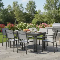 JUST HOME COLLECTION - Juego de comedor - Mesa de Aluminio 270x90x75cm + 6 Sillas de Aluminio