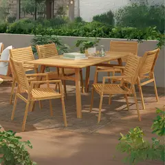 JUST HOME COLLECTION - Juego de Comedor de Terraza 6 Personas Madera Bunbury