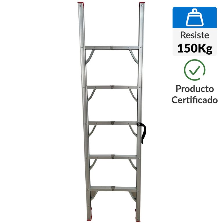 Escalera Recta Plegable de Aluminio 5 Pasos 150Kg