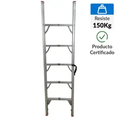 BAUKER - Escalera Recta Plegable de Aluminio 5 Pasos 150Kg