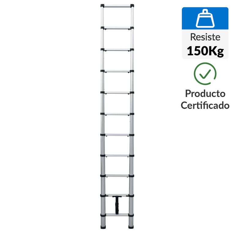 Escalera Telescópica de Acero 11 Pasos 150Kg