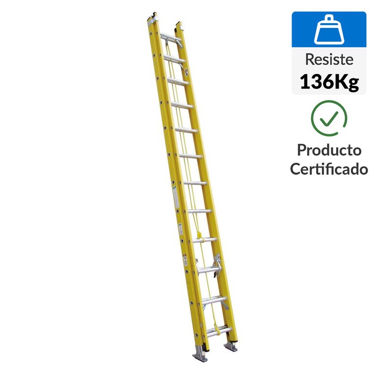 Escalera Telescópica de Fibra de Vidrio 24 Pasos 136Kg