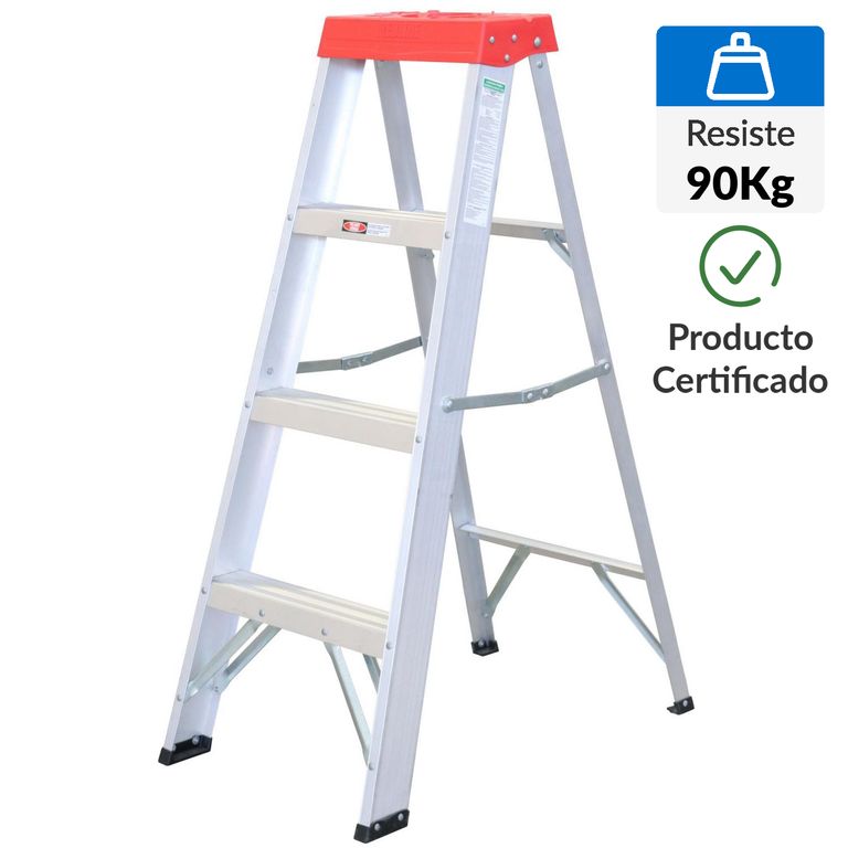Escalera Tijera de Aluminio 4 Pasos 90Kg