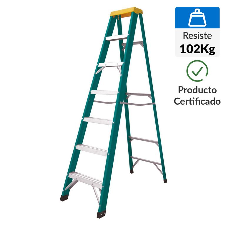 Escalera Tijera de Fibra de Vidrio 6 Pasos 102Kg