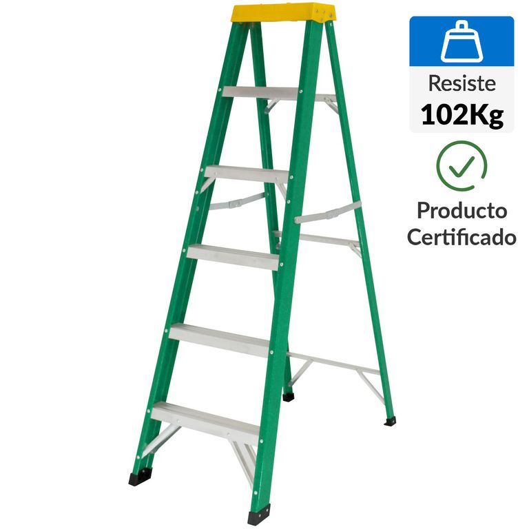 Escalera Tijera de Fibra de Vidrio 5 Pasos 102Kg