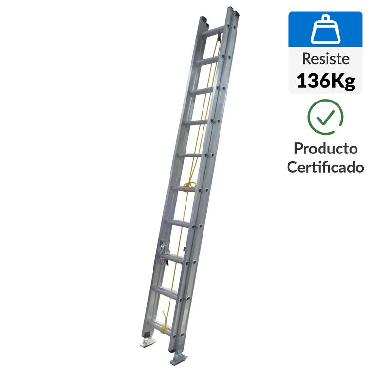 Escalera Telescópica de Aluminio 20 Pasos 136Kg