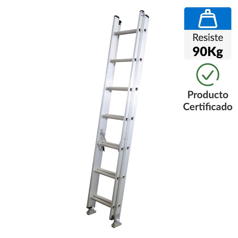 Escalera Telescópica de Aluminio 14 Pasos 90Kg