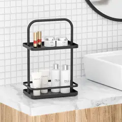 JUST HOME COLLECTION - Organizador de Ducha 2 Niveles 26x17x40.3 Negro