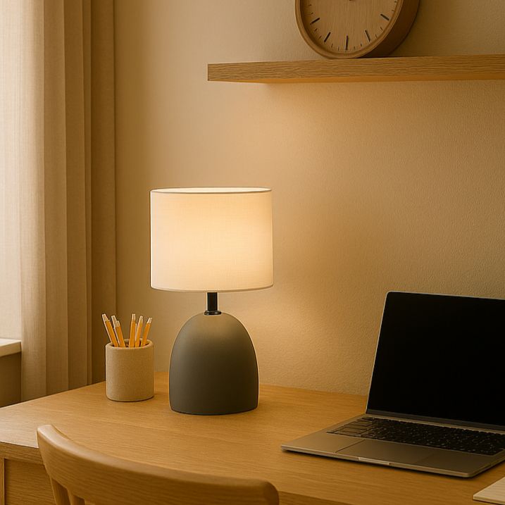 Lámpara de Mesa Cerámica 1 Luz E27 Gris Oscuro