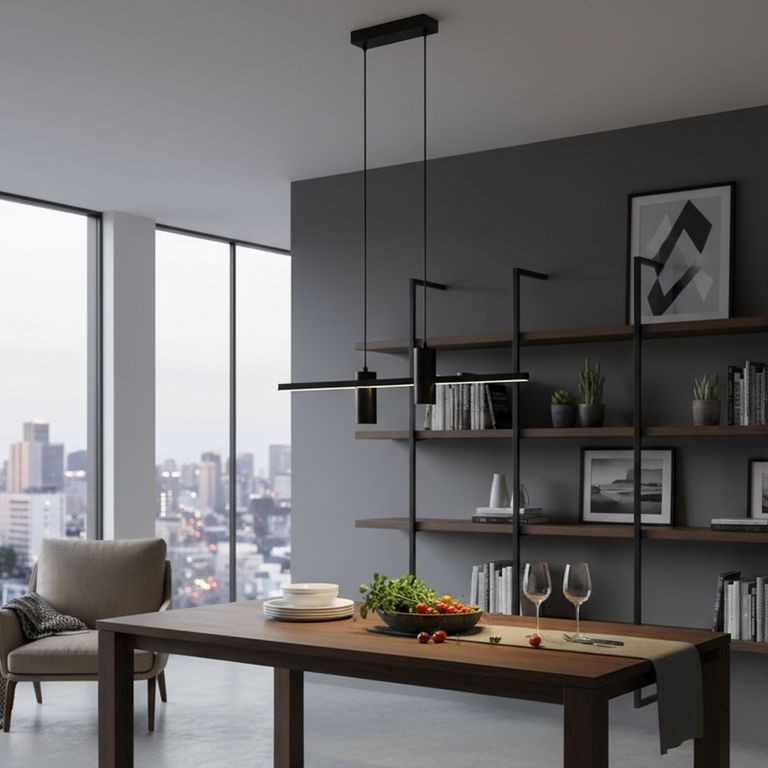 Lámpara Colgante de Techo 2 Luces Verri Negra