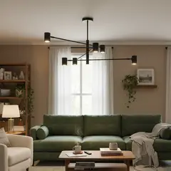 JUST HOME COLLECTION - Lámpara Colgante de Techo 6 Luces Verri Negra