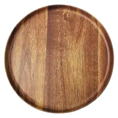 JUST HOME COLLECTION - Plato Melamina Redondo Madera/Negro 26.5cm