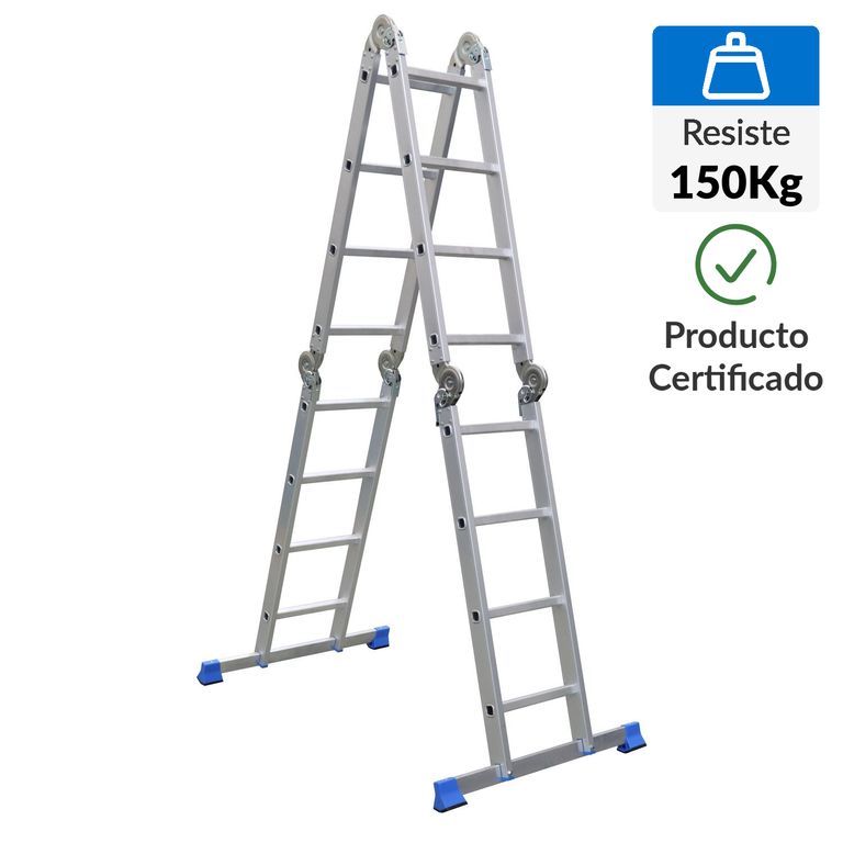 Escalera Articulada de Aluminio 16 Pasos 150Kg