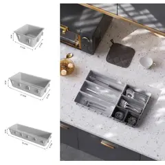 JUST HOME COLLECTION - Set x7 organizadores Cajón de plástico gris