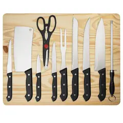 JUST HOME COLLECTION - Tabla de Picar 6 Cuchillos 1 Machete 1 Trinche 1 Tijera 1 Afilador