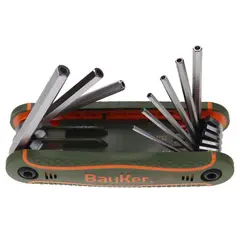 BAUKER - Juego de Llaves Hexagonales Plegables SAE 9 Piezas