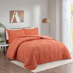 JUST HOME COLLECTION - Quilt Boho Solid 1.5P Terracota