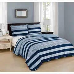 JUST HOME COLLECTION - Quilt Boho Diseno Queen Azul