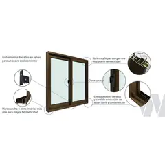 WINTEC - Ventana de Aluminio Corr Next 2 Mov Madera 100x60 cm