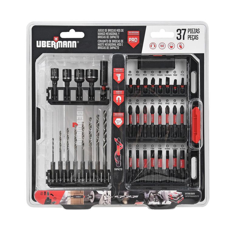 Set 37 Brocas HSS de Mango Hexagonal y Brocas de Impacto