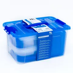 JUST HOME COLLECTION - Juego Contenedores de Plástico Tapa Azul 54 Piezas