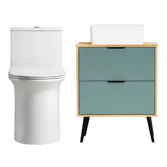 SENSI DACQUA - Vanitorio 60cm Suecia + WC Inodoro One Piece Bilbao Blanco