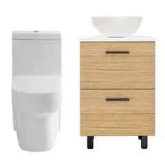 SENSI DACQUA - Vanitorio 50cm Robin + WC Inodoro One Piece Vittoria Blanco