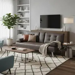 JUST HOME COLLECTION - Sofá Cama Futón 3 Cuerpos con Posavasos Aveiro Marrón