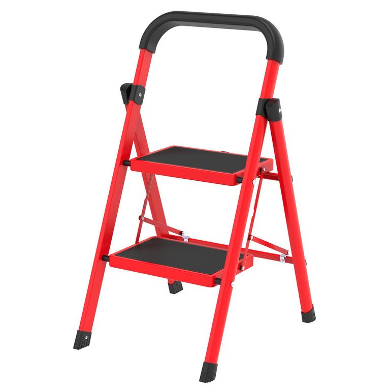 Escalera 2 Pisos Plegable Rojo/Negro