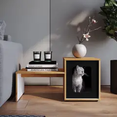 JUST HOME COLLECTION - Mesa Auxiliar con Espacio para Mascota