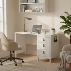 TVILUM - Escritorio Blanco Melamina Madrid