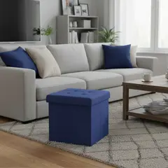 JUST HOME COLLECTION - Pouf Plegable Azul 38x38x38cm