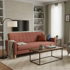 JUST HOME COLLECTION - Sofá Cama Futón 3 Cuerpos con Almacenamiento Lucia Coral