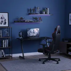 JUST HOME COLLECTION - Escritorio Gamer Negro Melamina Zeta