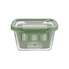 JUST HOME COLLECTION - Táper De Vidrio Verde Con Cesta Interna 1800Ml