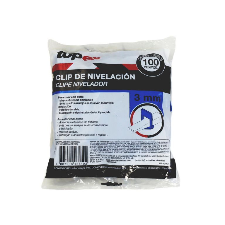 Clip de Nivelación 3mm 100und
