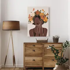JUST HOME COLLECTION - Cuadro Canvas Mujer Floral 50x70cm