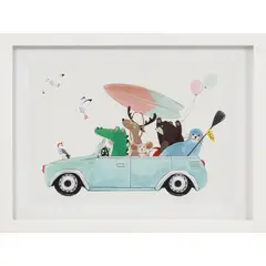 JUST HOME COLLECTION - Cuadro Decorativo Auto Animalitos 40x30cm