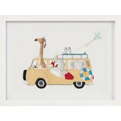 JUST HOME COLLECTION - Cuadro Decorativo Auto Animalitos 40x30 cm