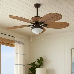 JUST HOME COLLECTION - Ventilador de Techo con Luz Ratan
