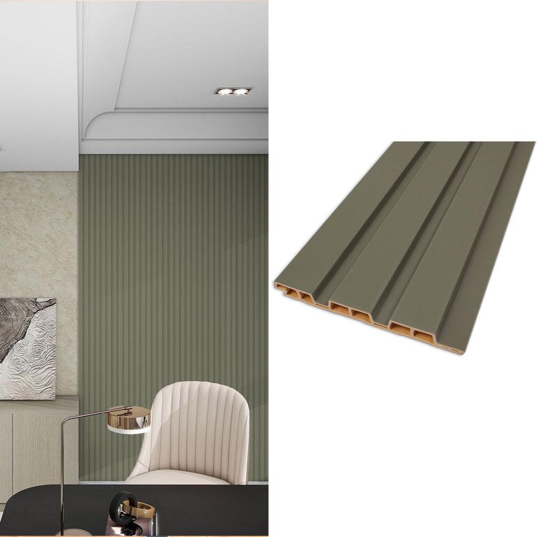 Wall Panel WPC Verde Oliva 240x12.2cm 0.28m2 - Venta por Unidad