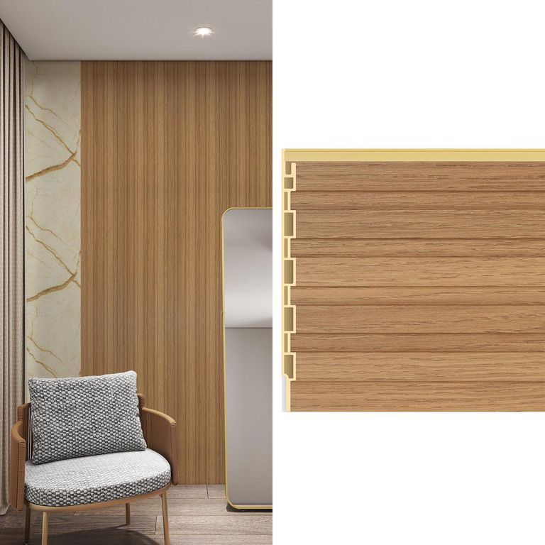 Wall Panel WPC Café Slim Claro 240x16.6cm 0.39m2 - Venta por Unidad