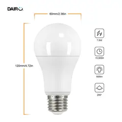 DAIRU - LED con Sensor de Movimiento 7.8W E27 Luz Fría