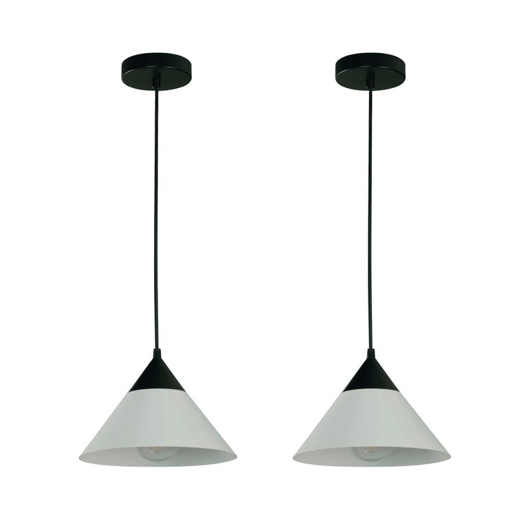 Lámpara Colgante de Techo 1 Luz Rene Negra/Blanca