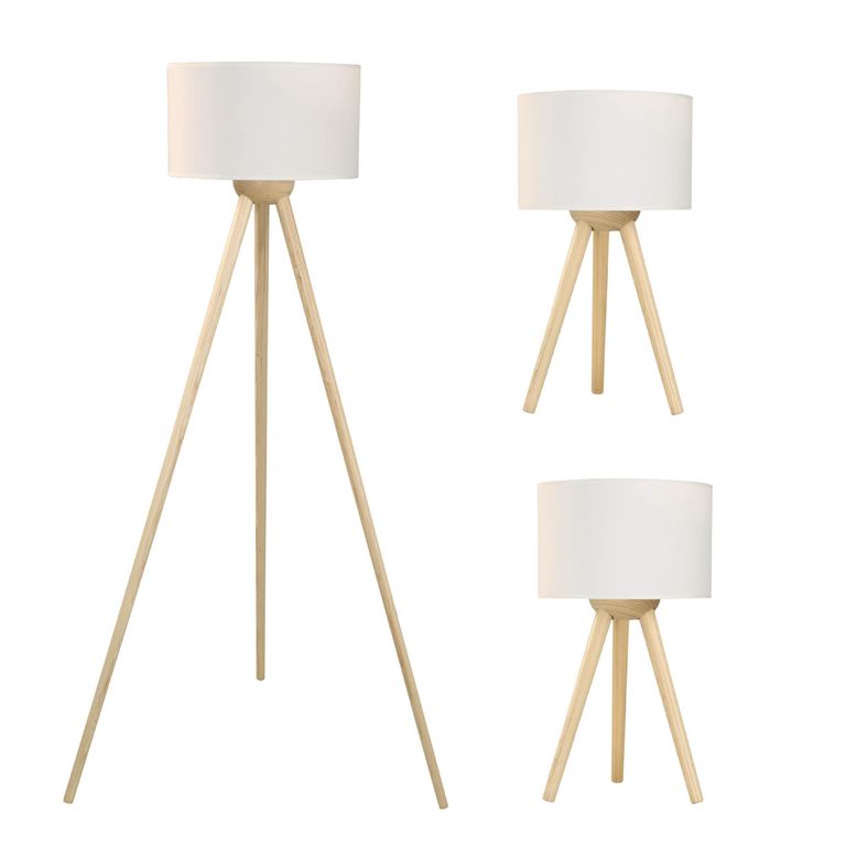 Combo Lina 1 Lámpara de Pie + 2 Lámparas de Mesa Natural